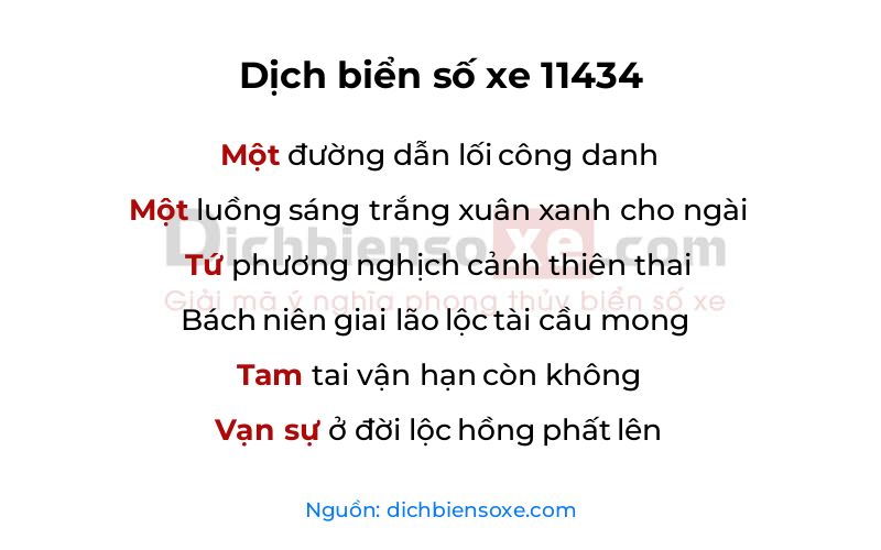 Dịch thơ biển số 11434
