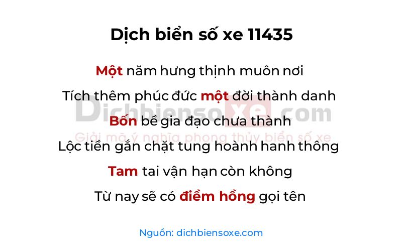 Dịch thơ biển số 11435