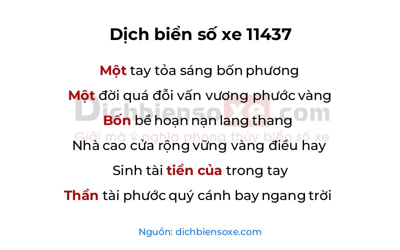 Dịch thơ biển số 11437
