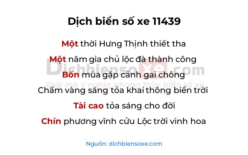 Dịch thơ biển số 11439