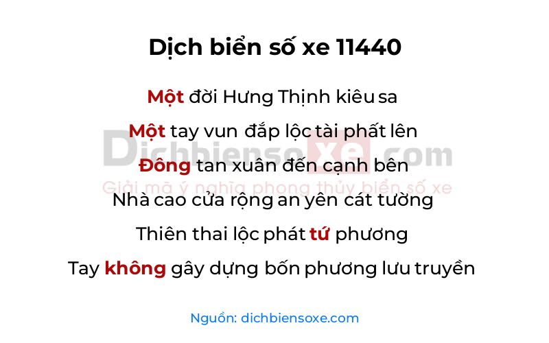 Dịch thơ biển số 11440