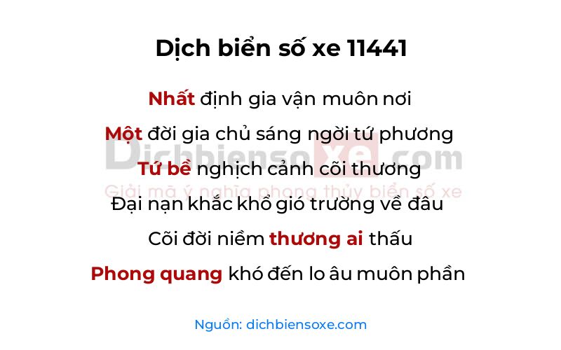 Dịch thơ biển số 11441