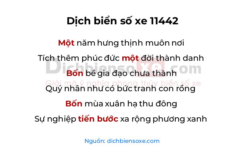 Dịch thơ biển số 11442