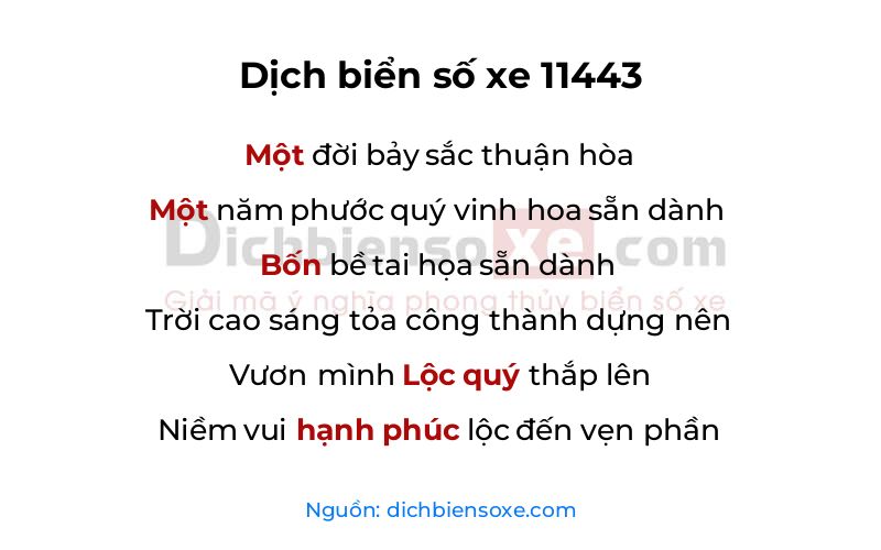 Dịch thơ biển số 11443