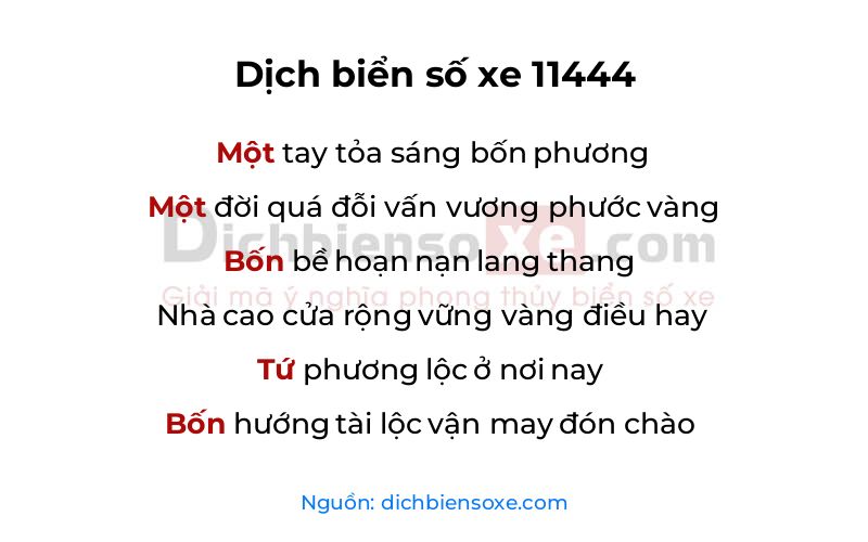 Dịch thơ biển số 11444