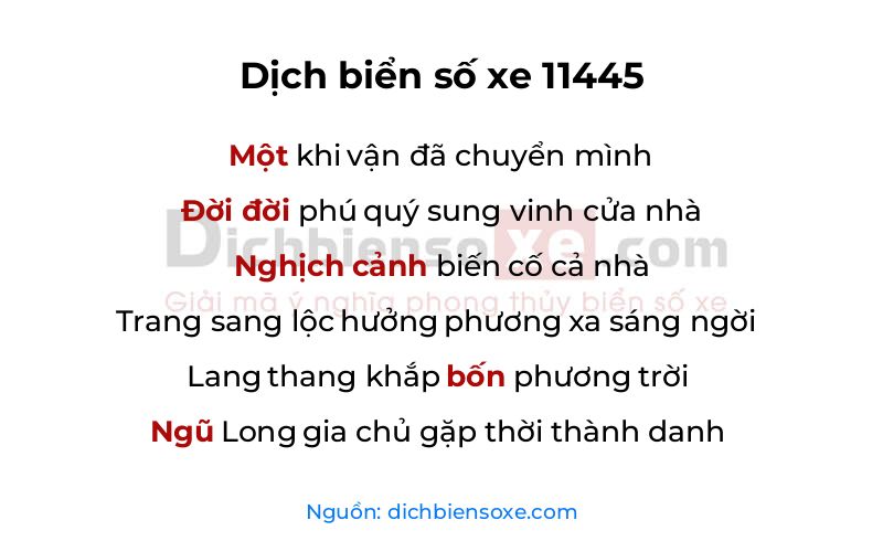 Dịch thơ biển số 11445