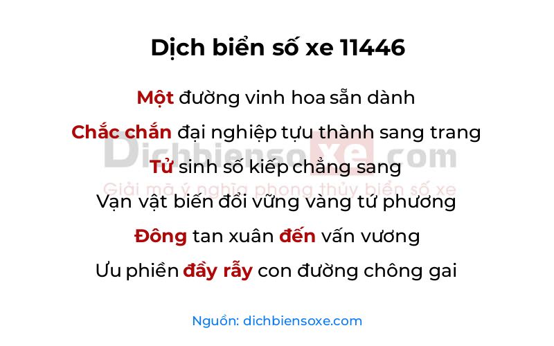 Dịch thơ biển số 11446