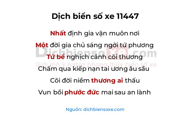 Dịch thơ biển số 11447