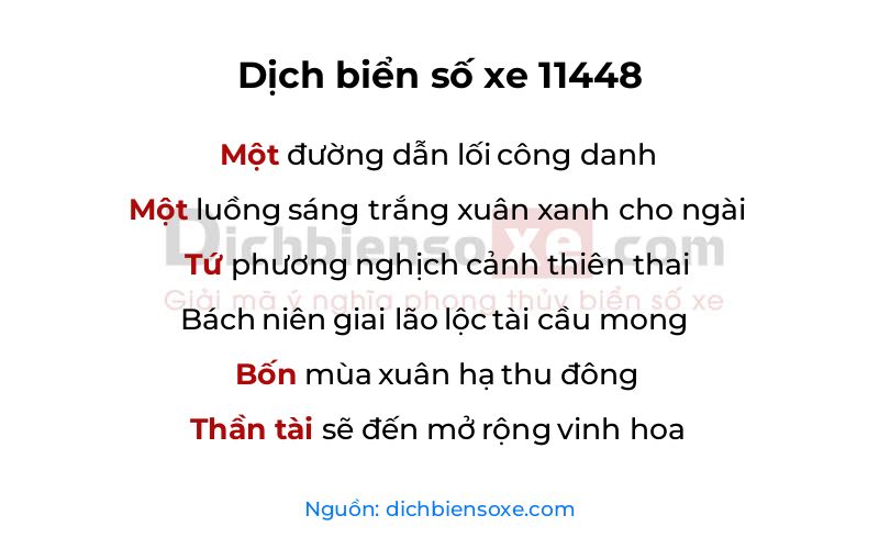 Dịch thơ biển số 11448