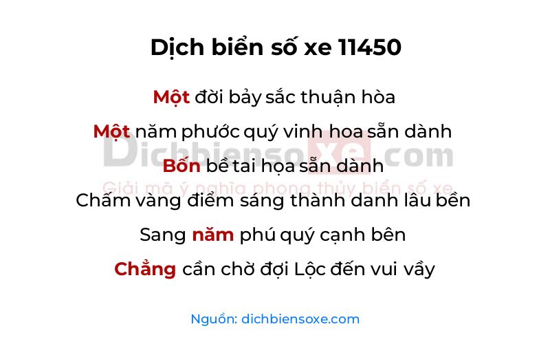 Dịch thơ biển số 11450