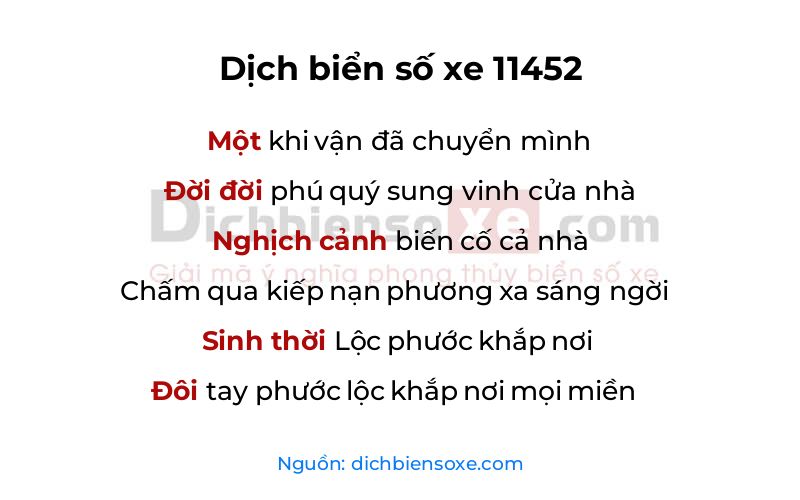 Dịch thơ biển số 11452