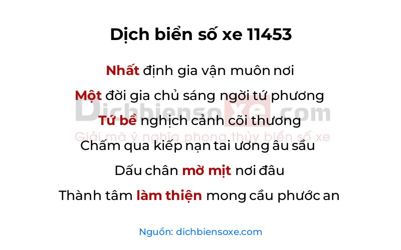 Dịch thơ biển số 11453