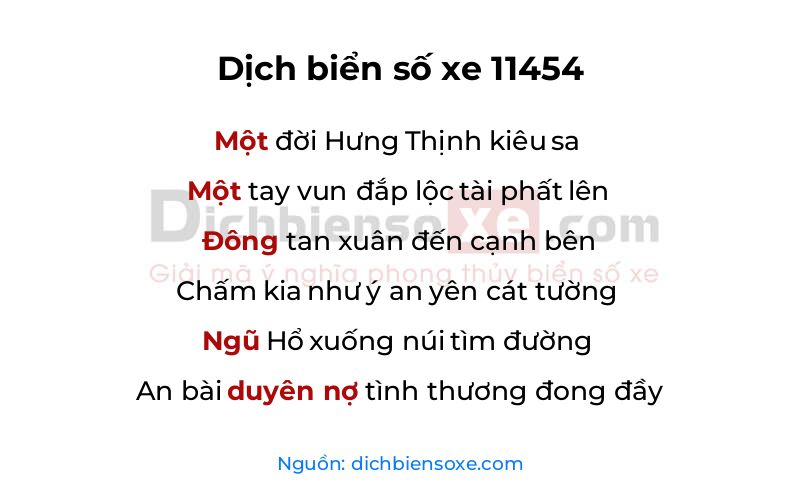 Dịch thơ biển số 11454