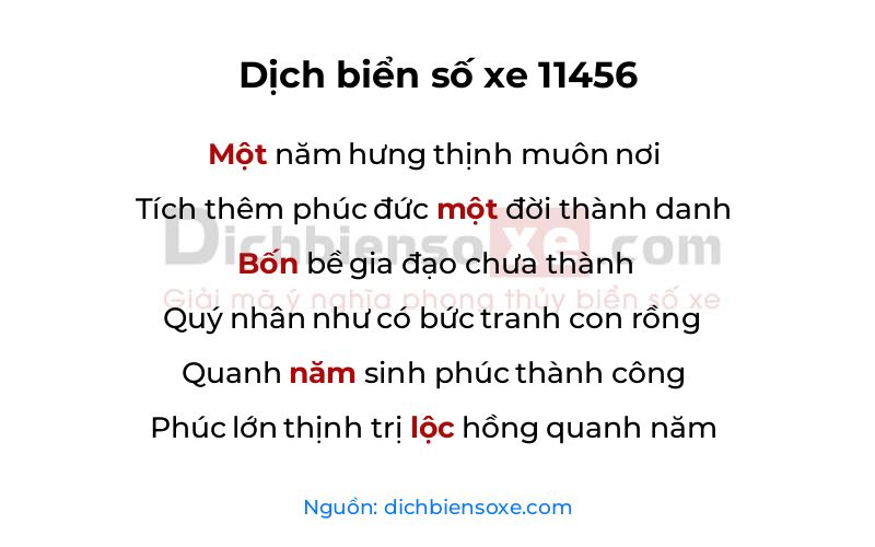 Dịch thơ biển số 11456