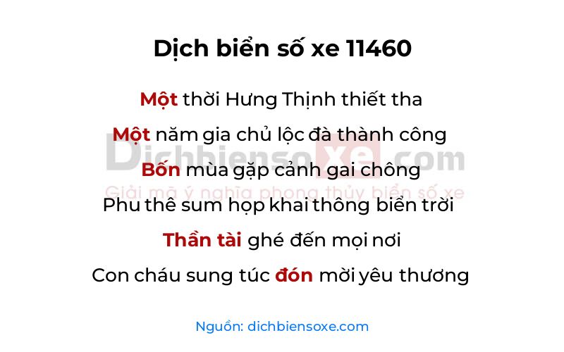 Dịch thơ biển số 11460