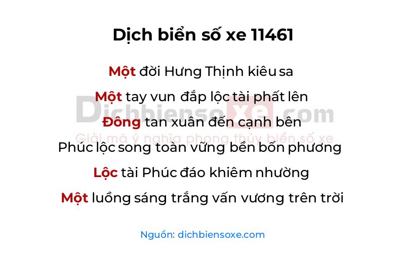 Dịch thơ biển số 11461