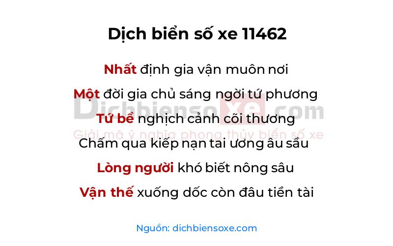 Dịch thơ biển số 11462