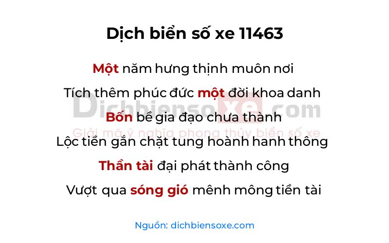 Dịch thơ biển số 11463