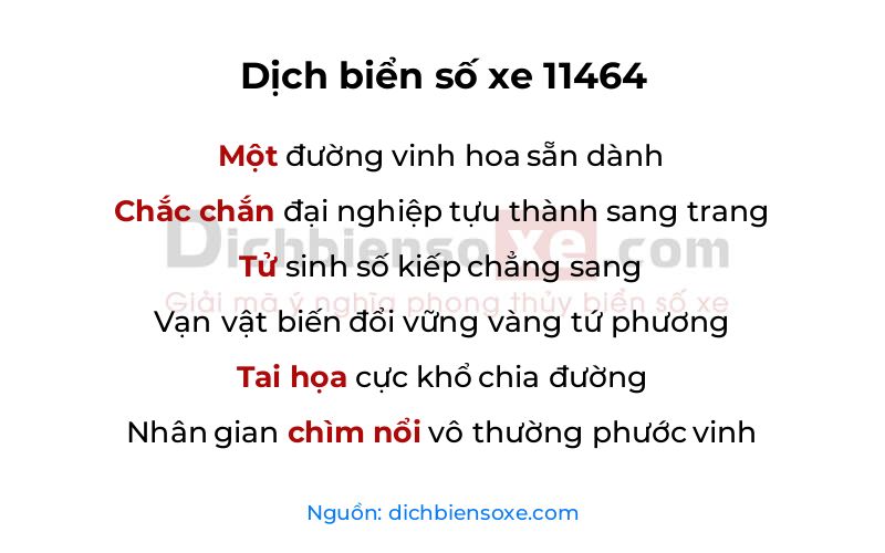 Dịch thơ biển số 11464