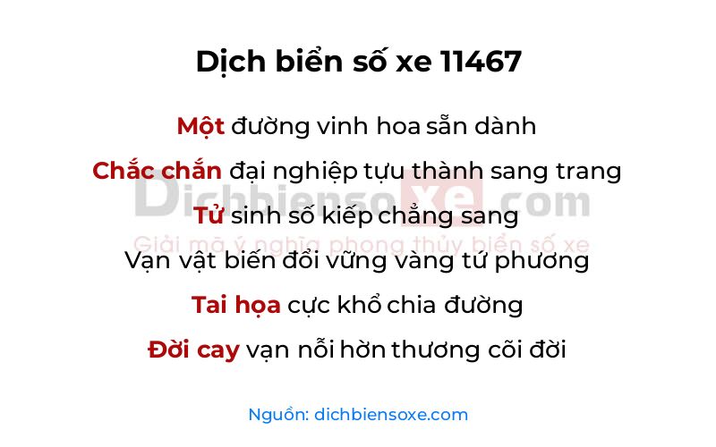 Dịch thơ biển số 11467