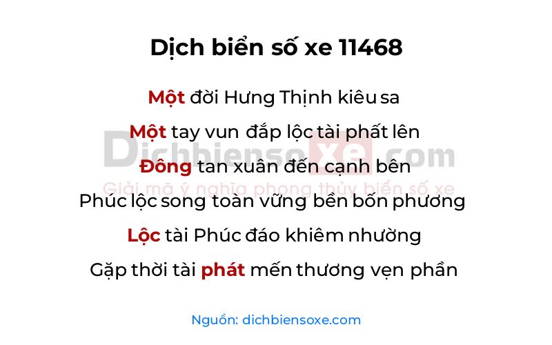 Dịch thơ biển số 11468