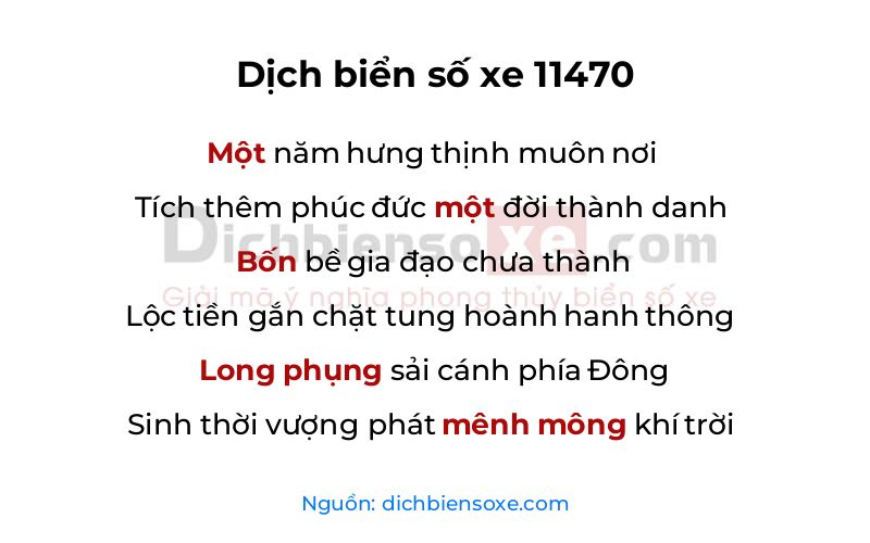 Dịch thơ biển số 11470