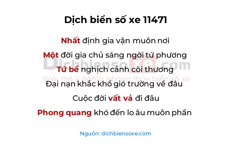 Dịch thơ biển số 11471