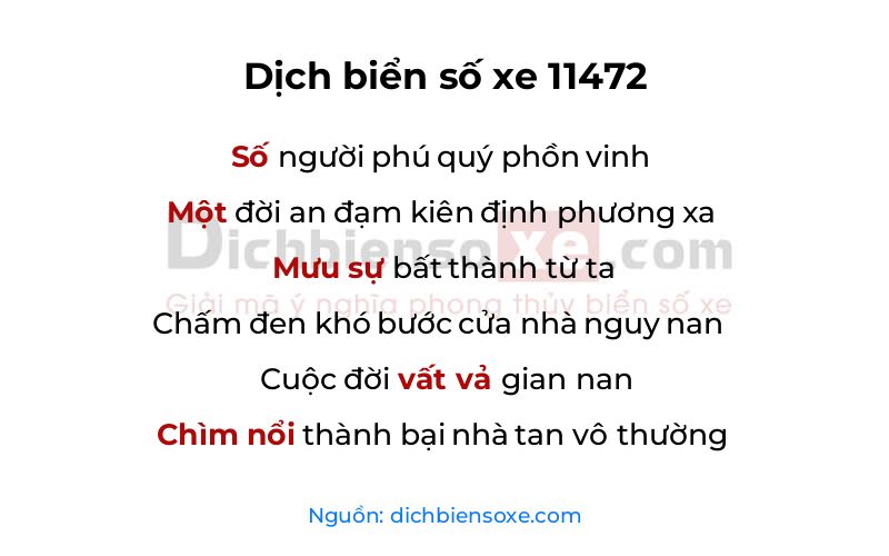 Dịch thơ biển số 11472