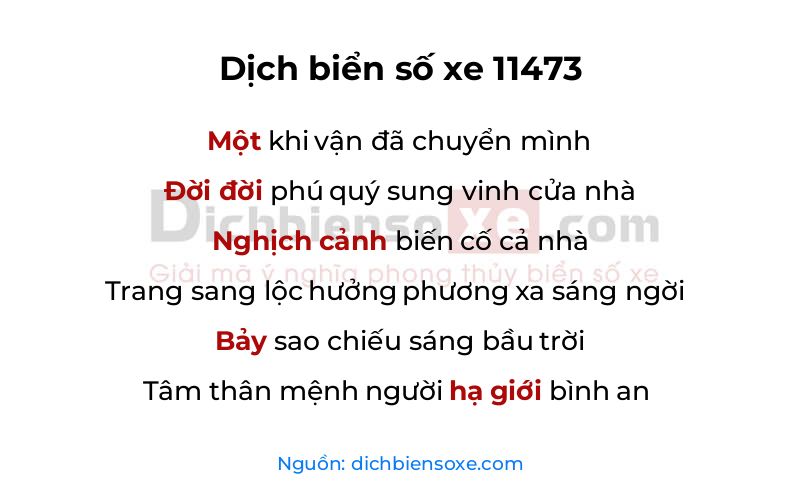 Dịch thơ biển số 11473