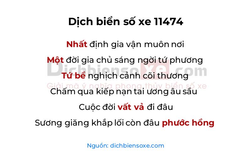 Dịch thơ biển số 11474