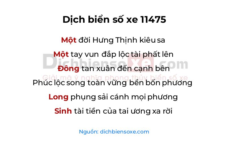 Dịch thơ biển số 11475