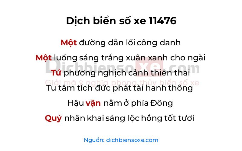 Dịch thơ biển số 11476