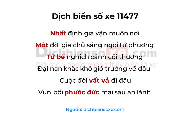 Dịch thơ biển số 11477