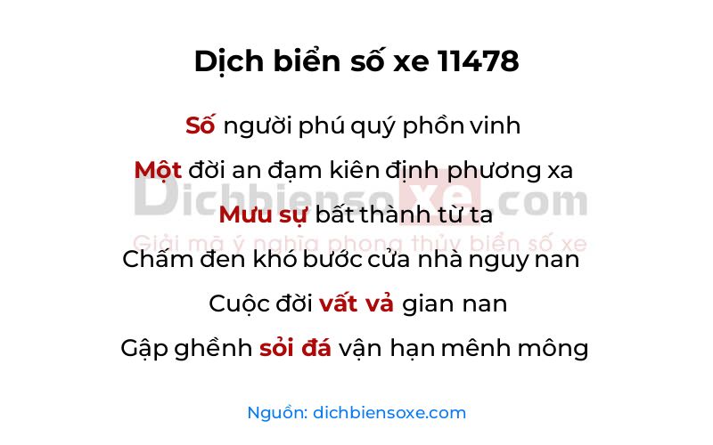 Dịch thơ biển số 11478