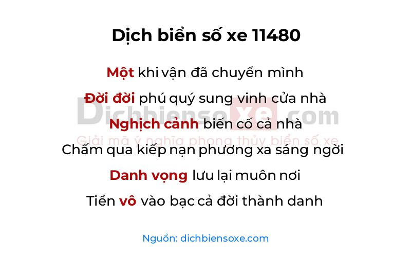 Dịch thơ biển số 11480