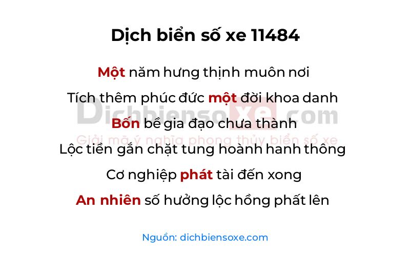 Dịch thơ biển số 11484