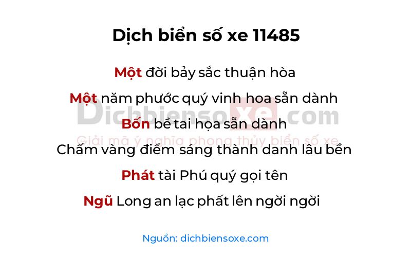 Dịch thơ biển số 11485