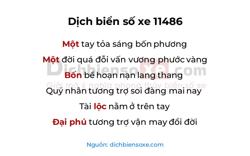 Dịch thơ biển số 11486