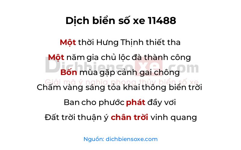 Dịch thơ biển số 11488