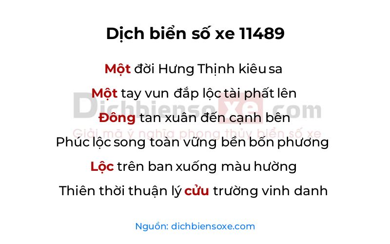 Dịch thơ biển số 11489