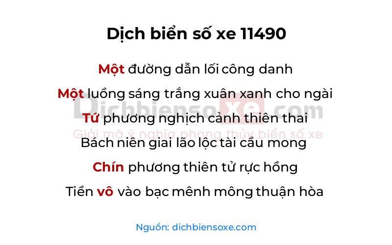 Dịch thơ biển số 11490