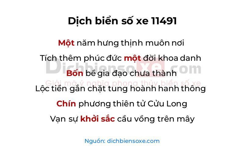 Dịch thơ biển số 11491