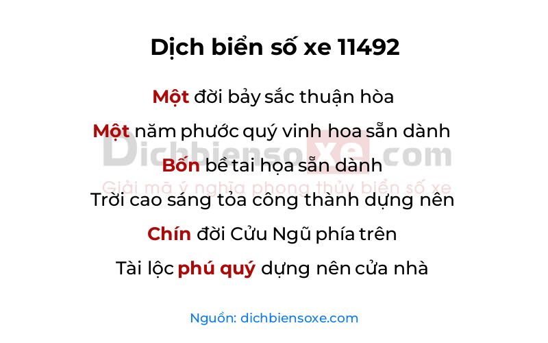 Dịch thơ biển số 11492