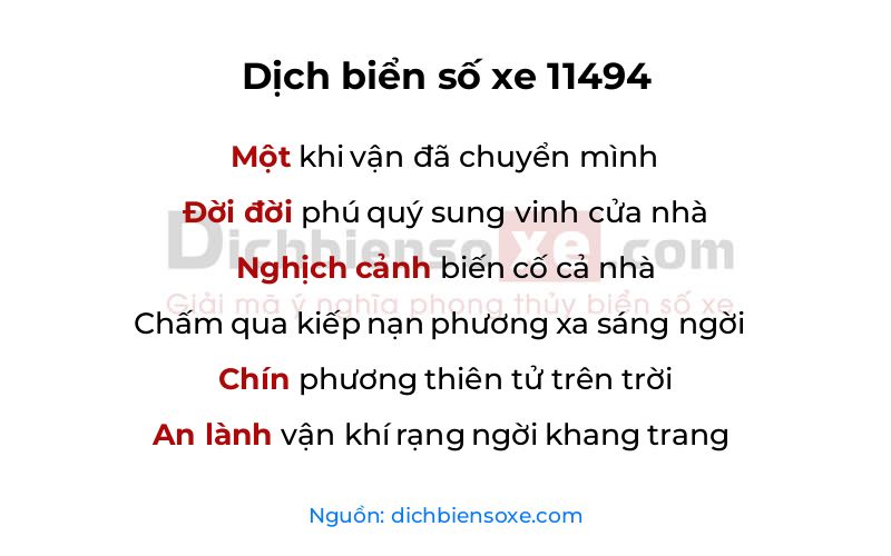 Dịch thơ biển số 11494