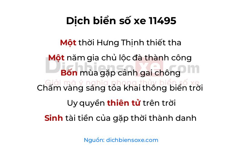 Dịch thơ biển số 11495