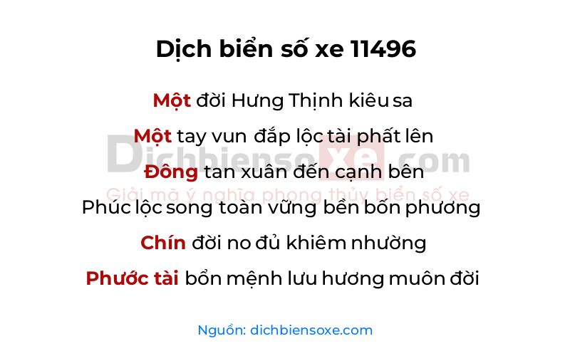 Dịch thơ biển số 11496