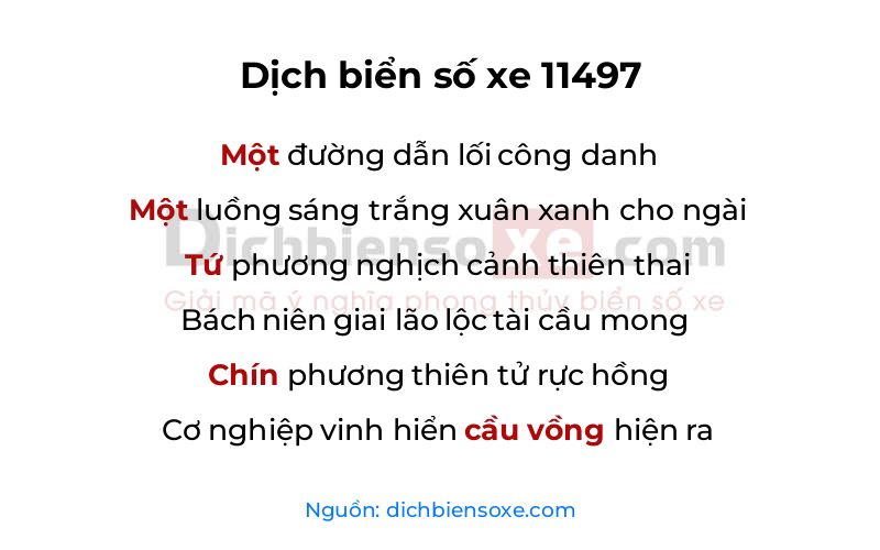 Dịch thơ biển số 11497