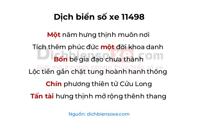 Dịch thơ biển số 11498