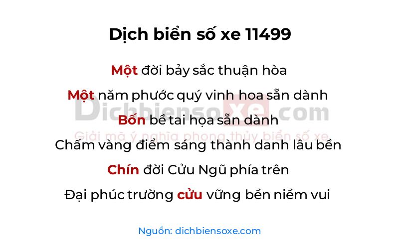 Dịch thơ biển số 11499
