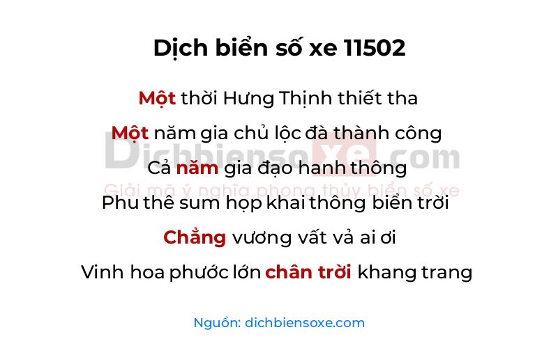 Dịch thơ biển số 11502